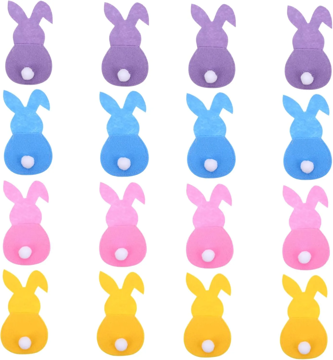 KICHOUSE Festival Cutlery Holder Bag Rabbit Cutlery Pouch Set for Easter Reusable Tableware Bag