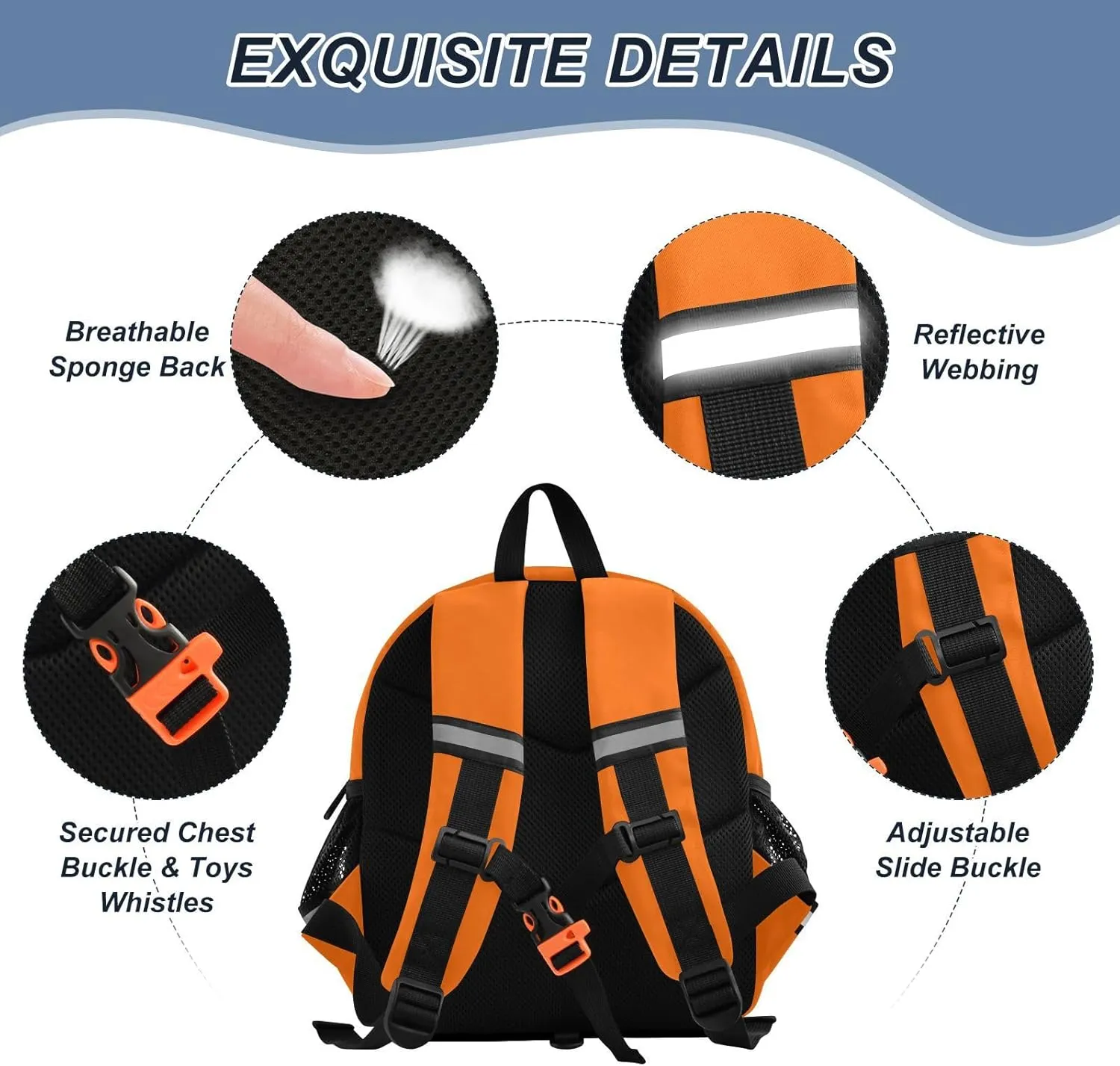 Kid Backpacks Orange Toddler Leash Backpacks, Backpack for Toddler