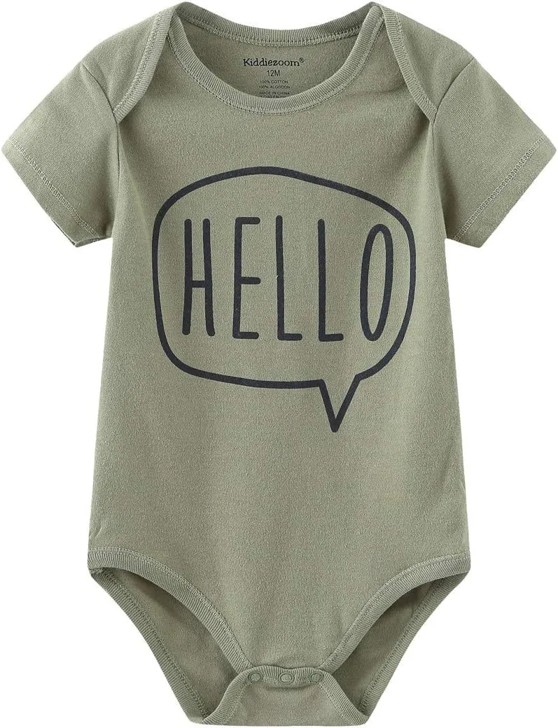 Kiddiezoom Newborn Baby Unisex Cotton One-Piece Bodysuits Baby Gift 5-Pack Baby Clothes