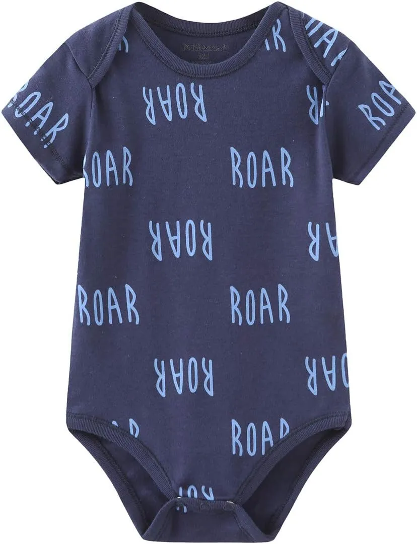 Kiddiezoom Newborn Baby Unisex Cotton One-Piece Bodysuits Baby Gift 5-Pack Baby Clothes