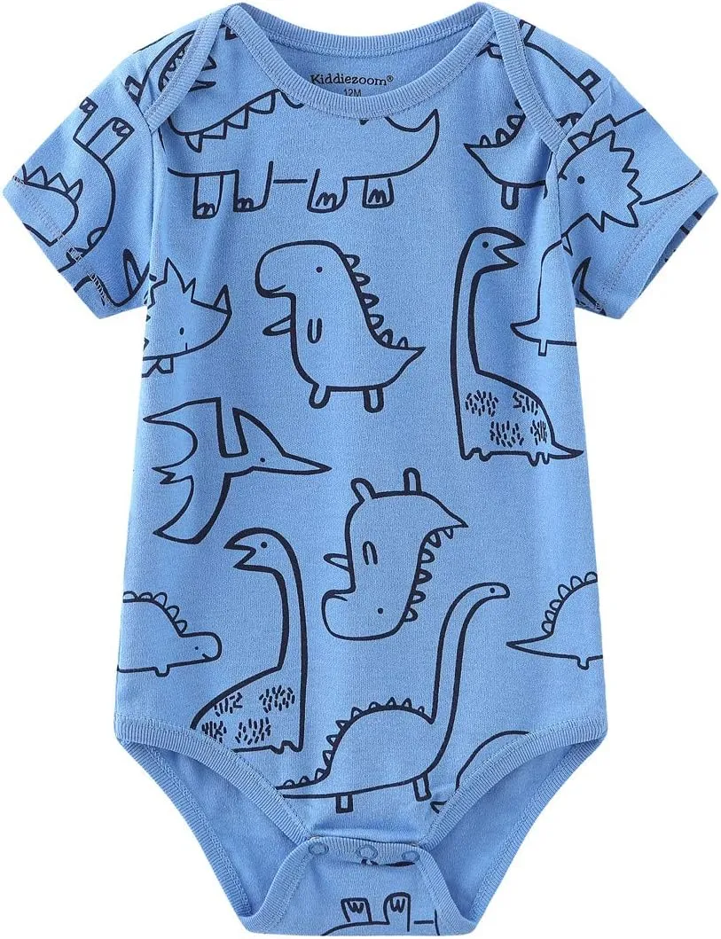 Kiddiezoom Newborn Baby Unisex Cotton One-Piece Bodysuits Baby Gift 5-Pack Baby Clothes