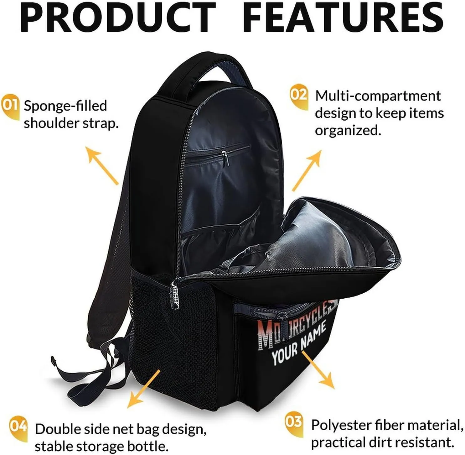 Kids Boys Backpack - Custom Name Motorcycle Backpacks Gift for Teens Students - 17 Inches Motorcycle Large Capacity Back to School Bookbag for Primary Middle School