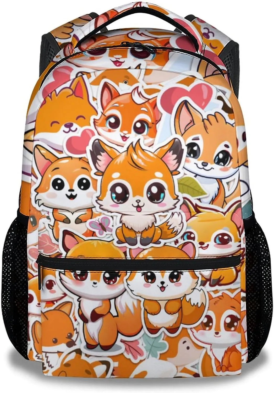 Kids Fox Backpack, 16" Cute Fox Pattern for Boys & Girls, Back to School Bookbag