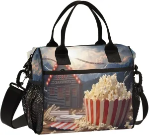 Kigai Popcorn Cinema Lunch Bag Reusable Insulated Lunch Box for Women & Men, Leakproof Lunch Cooler Bag Tote Bag for Work, Travel, Outdoor Small