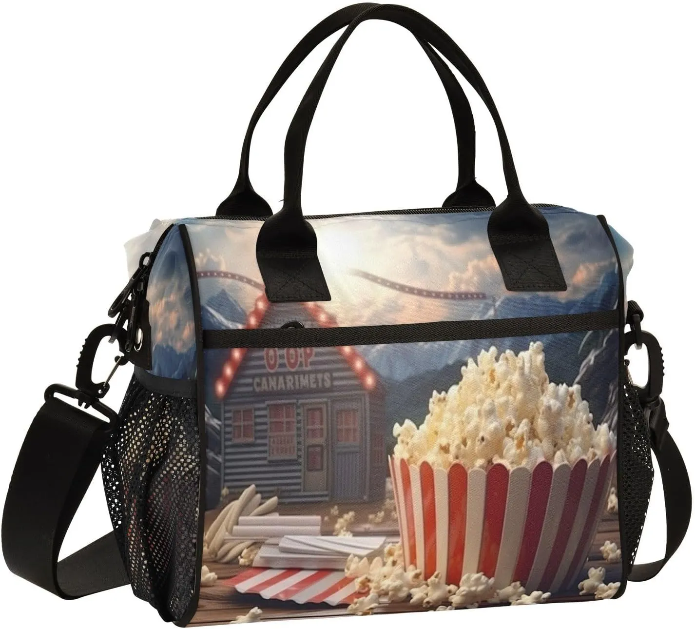 Kigai Popcorn Cinema Lunch Bag Reusable Insulated Lunch Box for Women & Men, Leakproof Lunch Cooler Bag Tote Bag for Work, Travel, Outdoor Small