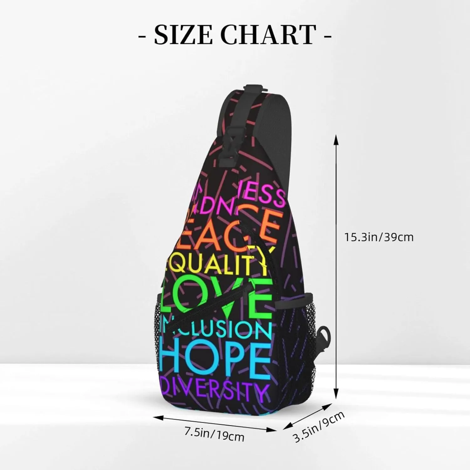 Kindness Peace Equality Love Inclusion Hope Diversity Crossbody Backpack For Men Women Sling Shoulder Dachshunds Dog Chest Bag Lightweight One Strap Multipurpose Travel Hiking Daypack