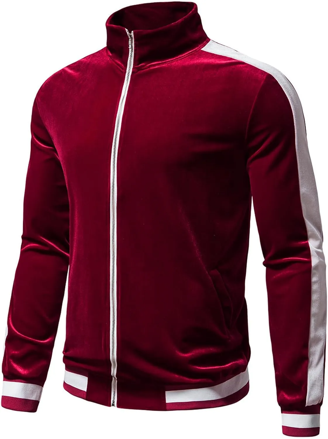 KISSQIQI Men's 2 Pieces Full Zip Tracksuits Golden Velvet Sport Suits Casual Outfits Jacket & Pants Fitness Tracksuit Set