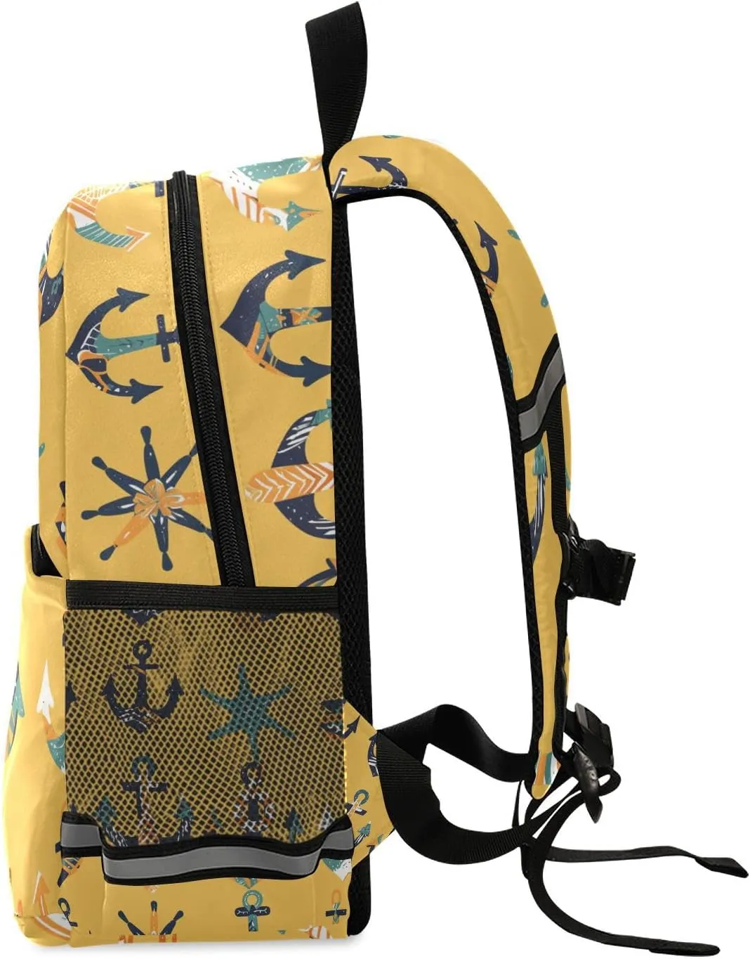 KLL Cute Backpack for Kindergarten Hand Drawn Sea Ship Ocean Mini Travel Daypack Schoolbag with Reflective Strips