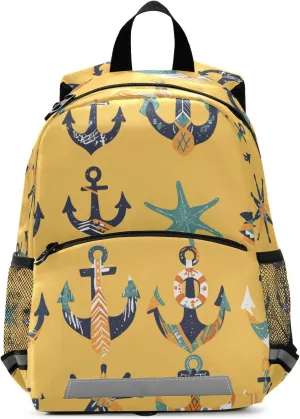KLL Cute Backpack for Kindergarten Hand Drawn Sea Ship Ocean Mini Travel Daypack Schoolbag with Reflective Strips