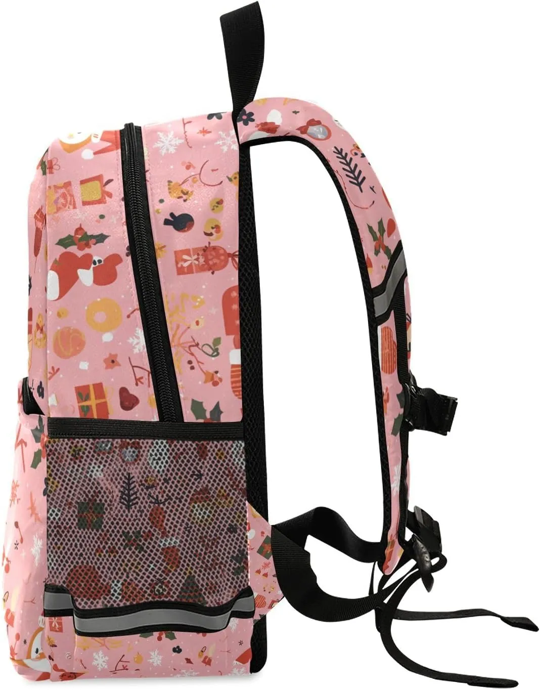 KLL Cute Girls Backpack Cute Cartoon Character and Christmas Elements Pink Mini Travel Back Pack School Bag