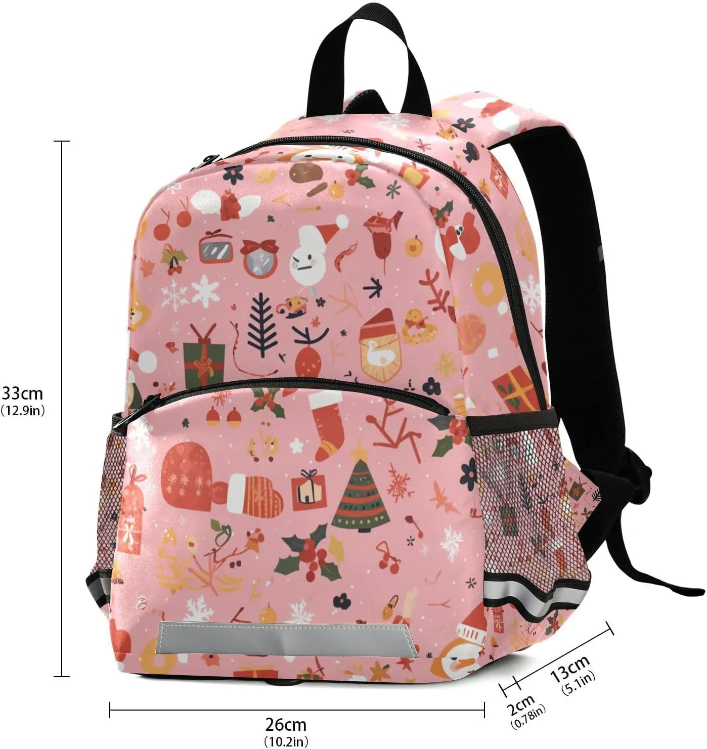 KLL Cute Girls Backpack Cute Cartoon Character and Christmas Elements Pink Mini Travel Back Pack School Bag