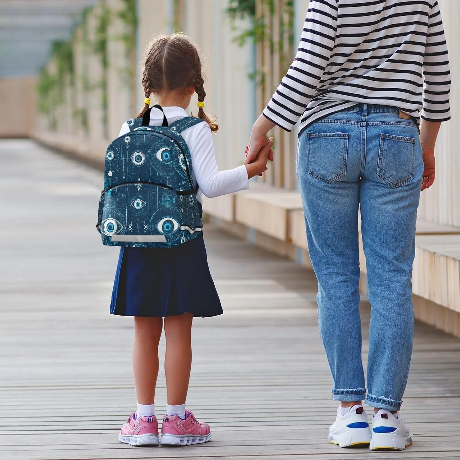 KLL Cute Toddler Backpack Evil Eye Circle White Obsidian Mini Travel Outdoor Daypack Schoolbags