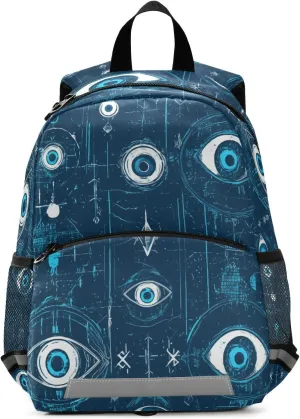 KLL Cute Toddler Backpack Evil Eye Circle White Obsidian Mini Travel Outdoor Daypack Schoolbags