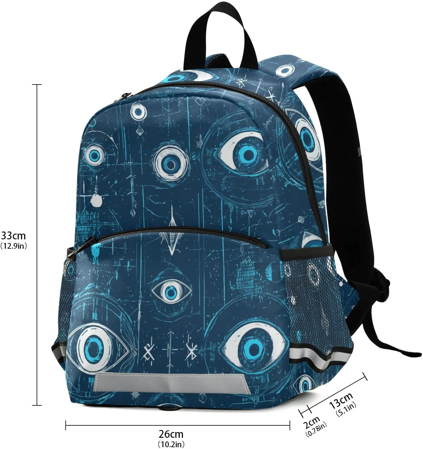 KLL Cute Toddler Backpack Evil Eye Circle White Obsidian Mini Travel Outdoor Daypack Schoolbags