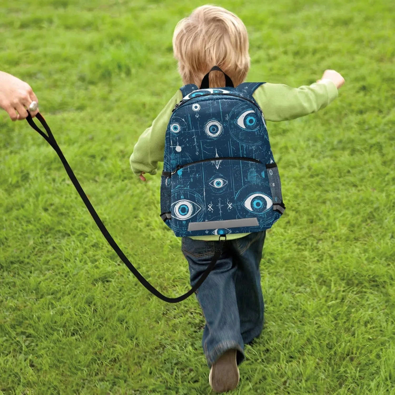 KLL Cute Toddler Backpack Evil Eye Circle White Obsidian Mini Travel Outdoor Daypack Schoolbags