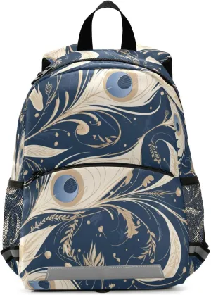 KLL Mini Backpack for Kindergarten Peacock Feather Pattern Cute Travel Outdoor Daypack School Bags