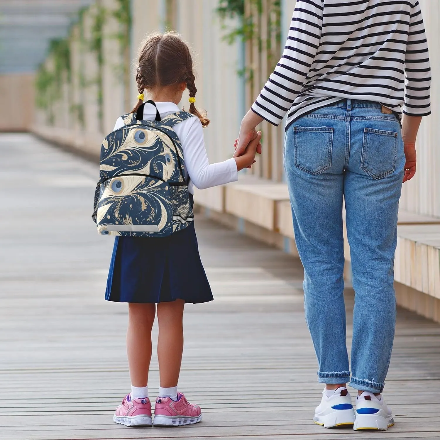 KLL Mini Backpack for Kindergarten Peacock Feather Pattern Cute Travel Outdoor Daypack School Bags