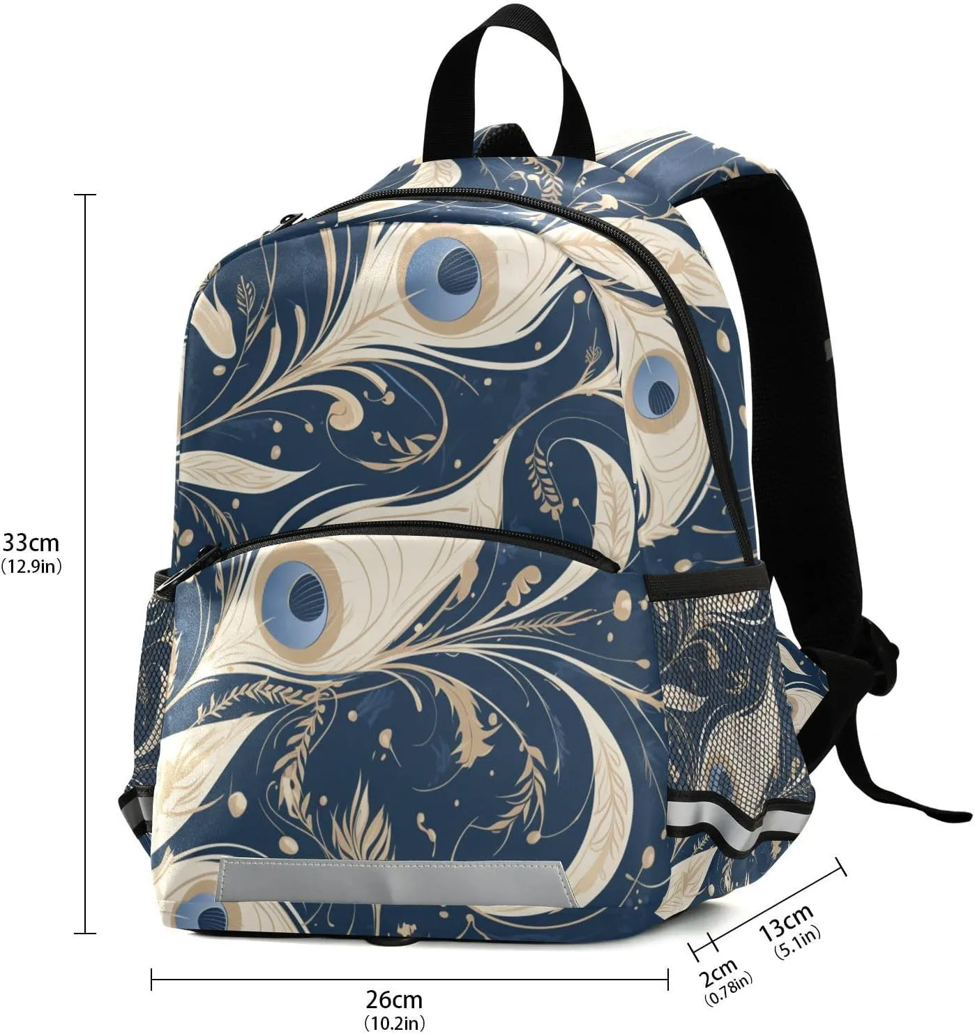 KLL Mini Backpack for Kindergarten Peacock Feather Pattern Cute Travel Outdoor Daypack School Bags
