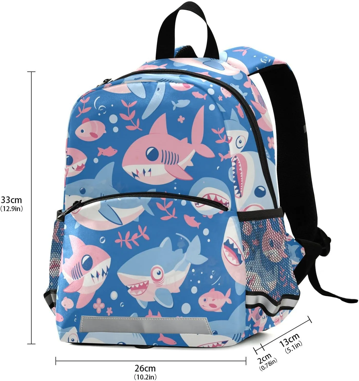 KLL Ocean fish sea Masco Boys Backpack Water Resistant Mini Bookbag with Reflective Strips Travel Back Pack