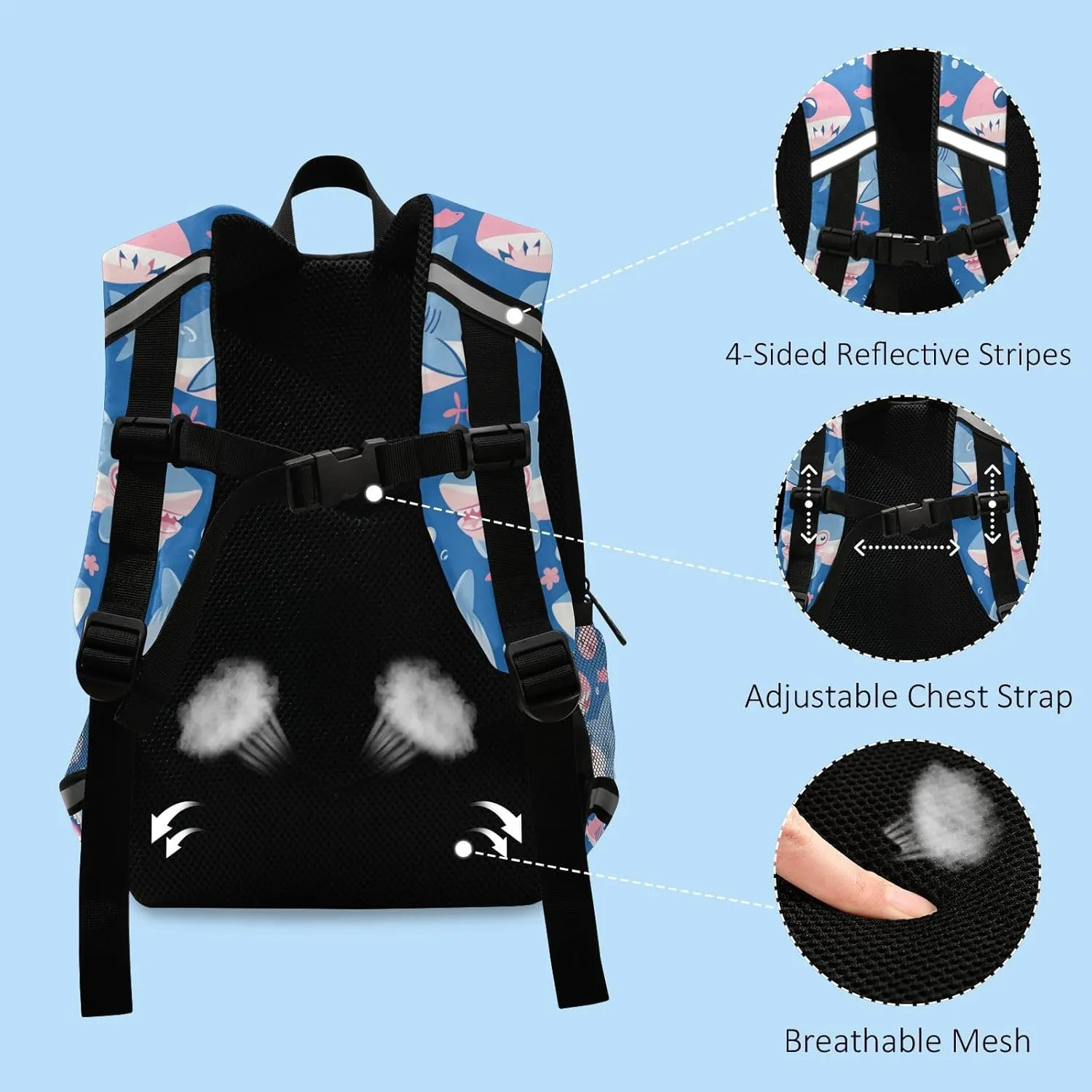 KLL Ocean fish sea Masco Boys Backpack Water Resistant Mini Bookbag with Reflective Strips Travel Back Pack