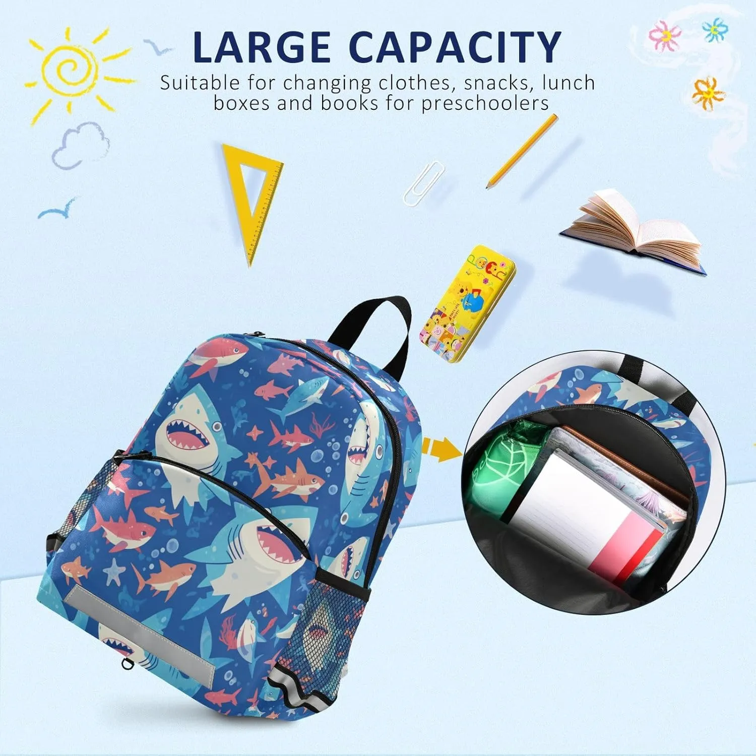 KLL Ocean fish sea Masco Girls Backpack Waterproof Mini School Bags Travel