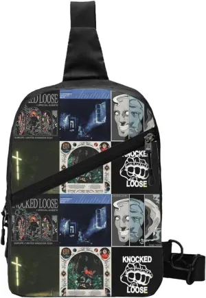 Knocked Music Loose Foldable Crossbody Sling Bags Shoulder Chest Backpack Lightweight Handbag for Cycling Hiking