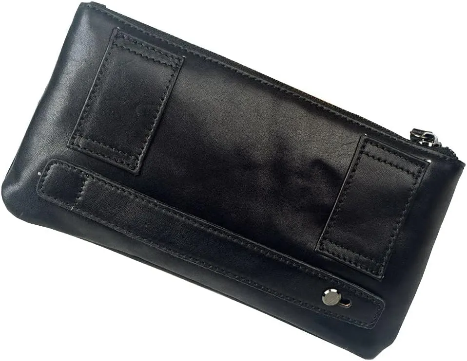 KPYWZER Vintage Leather Waist Bag Fanny Pack for Men Women Hip Bum Bag Belt Slim Cell Phone Purse Wallet Vintage Retro Crossbody Sling Pouch Black