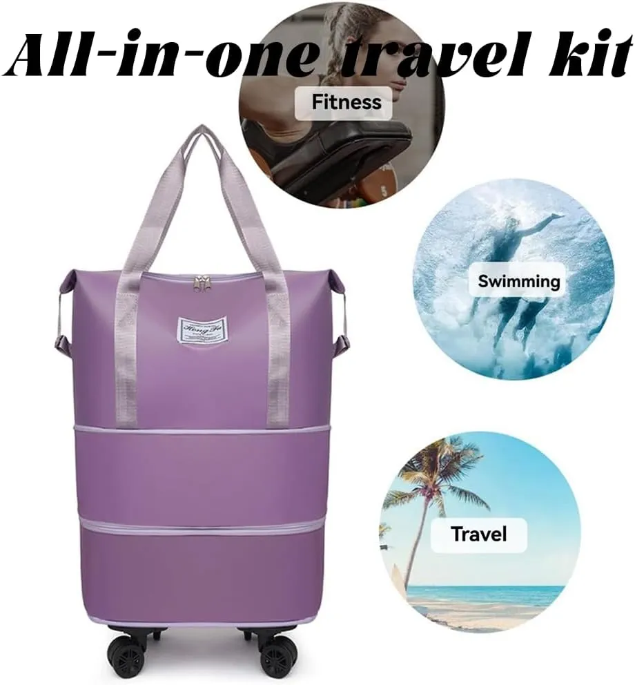 Kulken Travel Bag with Wheels, 2025 New Large Capacity Travel Bag - Universal Wheel Removable, Expandable Foldable (F)