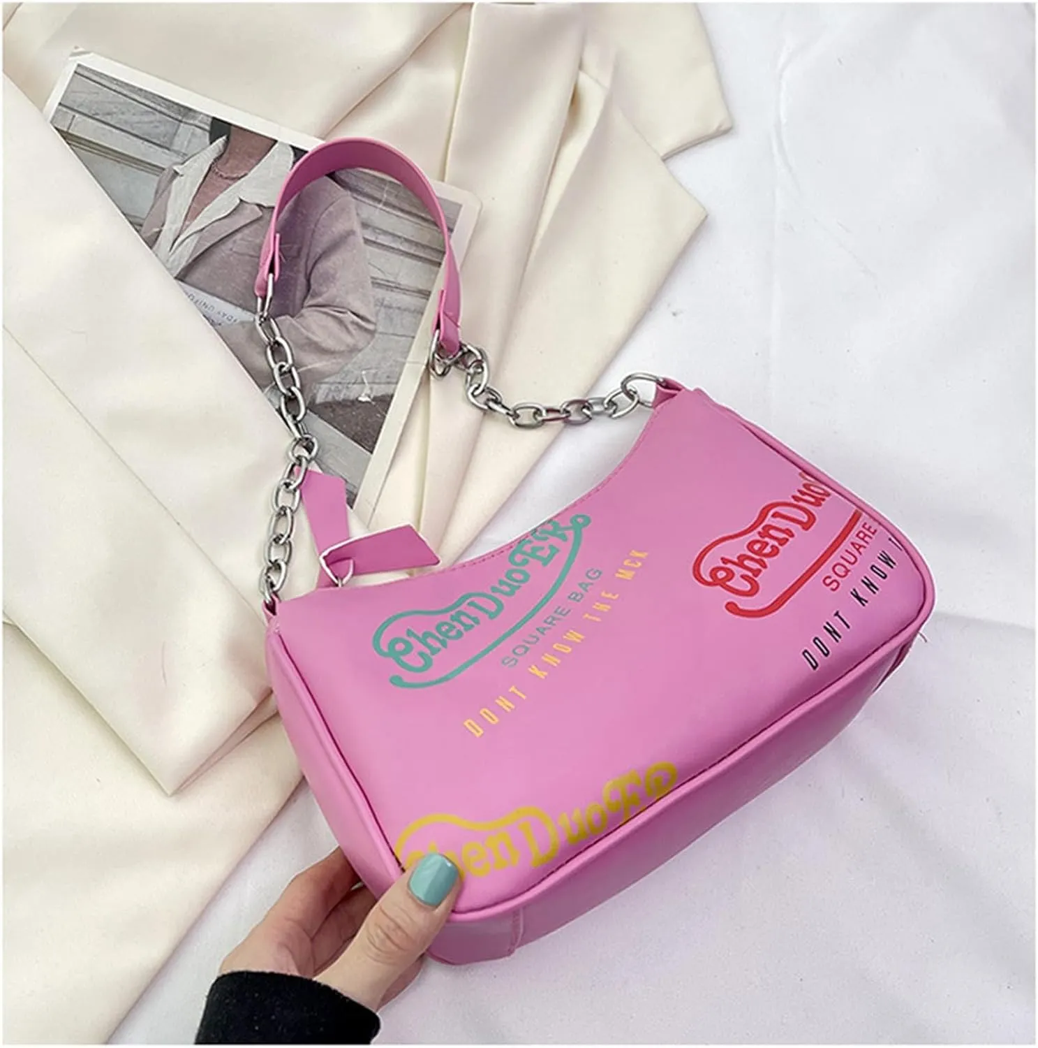 Ladies PU Leather Crossbody Bags Small Handbags PU Leather Shoulder Bag for Women Evening Bag Satchels Bag with Chain Strap (Green)