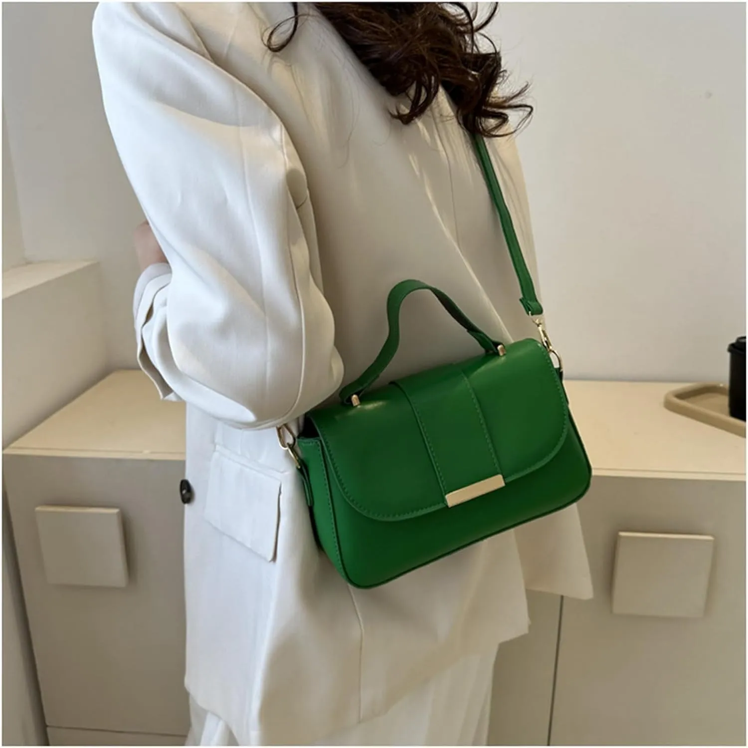 Ladies PU Leather Purses and Handbags Crossbody Bag for Women Tote Top Handle Satchel Shoulder Bags with Adjustable Strap (Green)