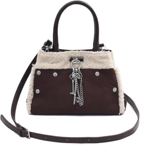 Lamb Wool Shoulder Bag for Women Small Suede Tote Bag Soft Plush Handbag Fluffy Crossbody Bag Vintage Messenger Bag