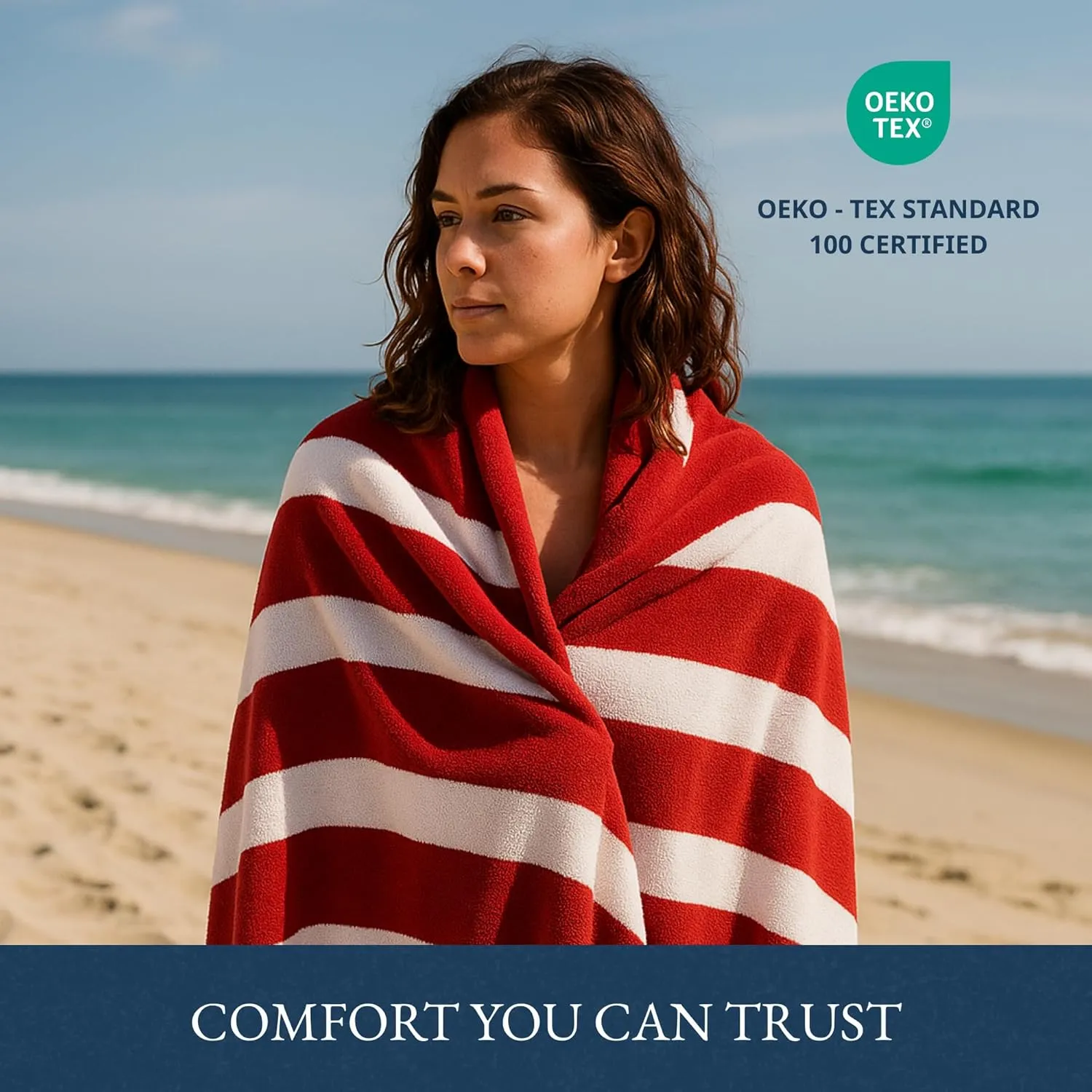 LANE LINEN 4 Pack Beach Towels - 100% Cotton Beach Towel with Beach Bag, Luxury Pool Towels for Adults, Quick Dry, Soft & Absorbent Oversized Beach Towel (36"x72"), Beach Essentials for Women - Red