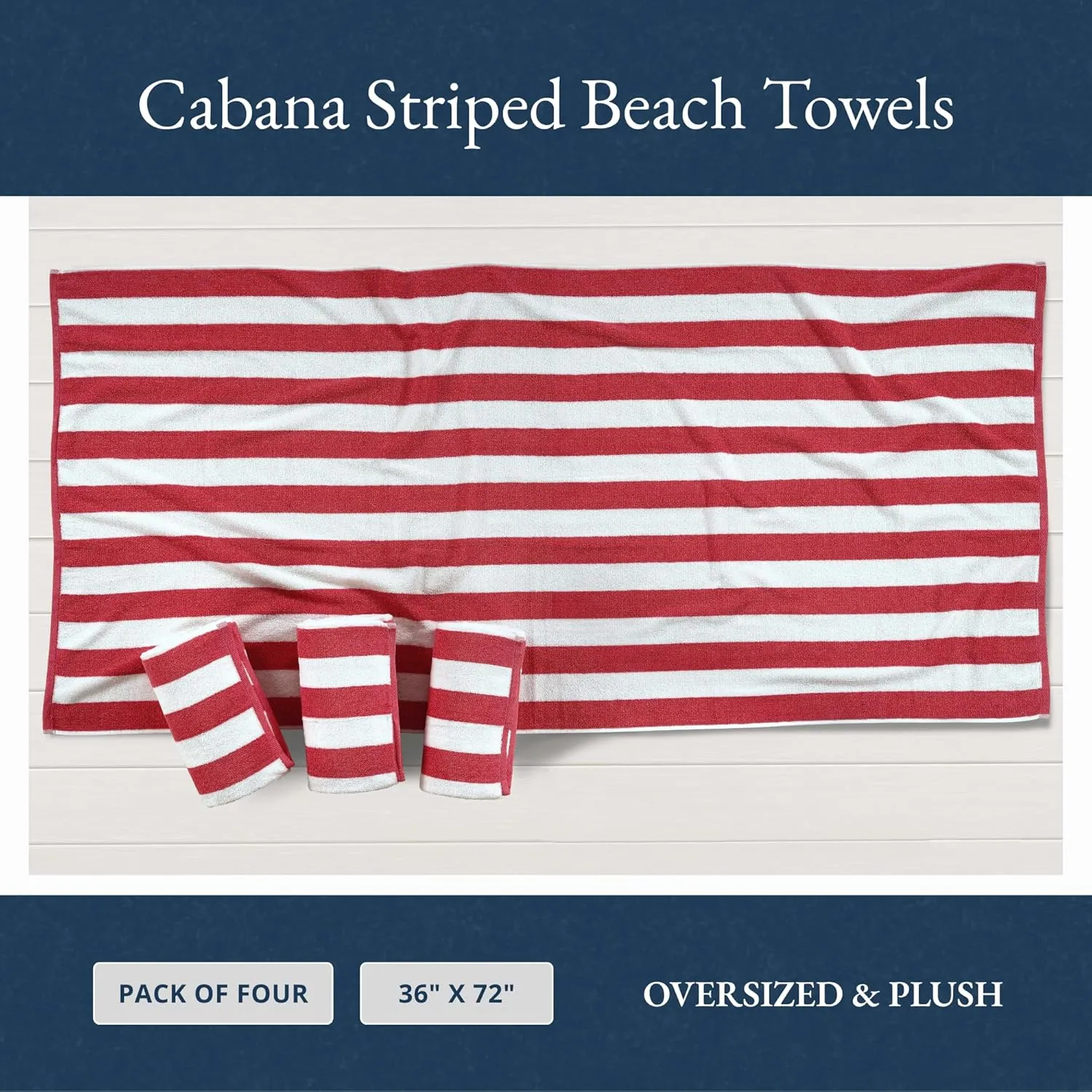 LANE LINEN 4 Pack Beach Towels - 100% Cotton Beach Towel with Beach Bag, Luxury Pool Towels for Adults, Quick Dry, Soft & Absorbent Oversized Beach Towel (36"x72"), Beach Essentials for Women - Red