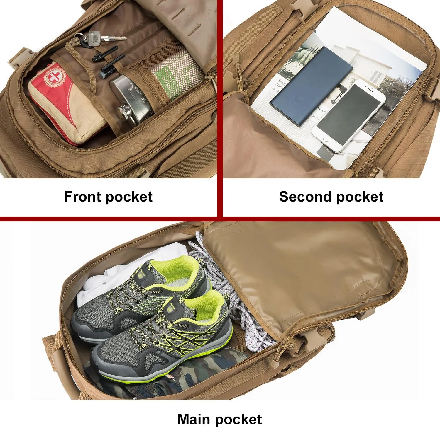 Large 3 Day Expandable 39L-64L Backpack Military Tactical Hiking Camping Daypack