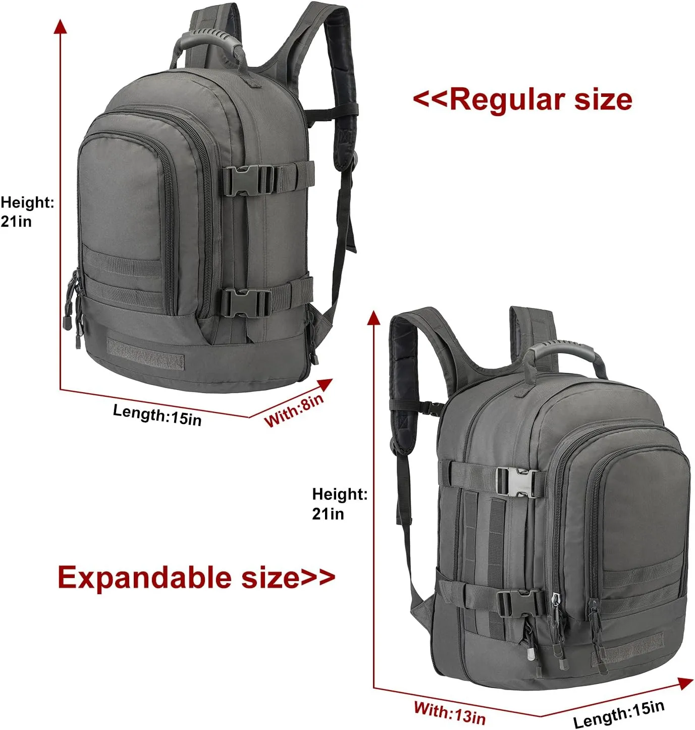 Large 3 Day Expandable 39L-64L Backpack Military Tactical Hiking Camping Daypack