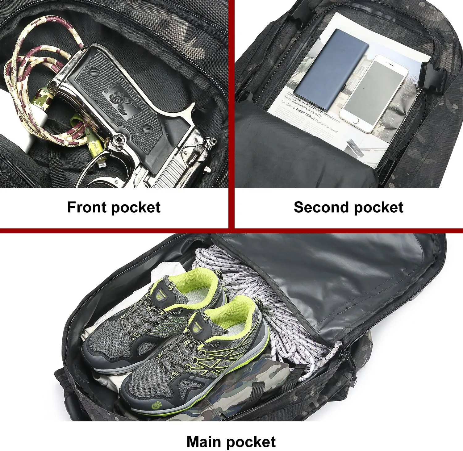 Large 3 Day Expandable 39L-64L Backpack Military Tactical Hiking Camping Daypack