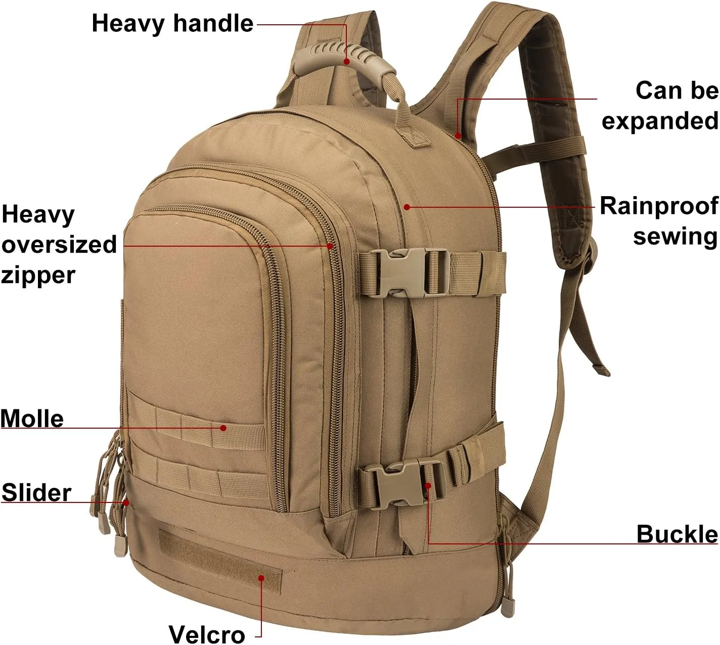 Large 3 Day Expandable 39L-64L Backpack Military Tactical Hiking Camping Daypack