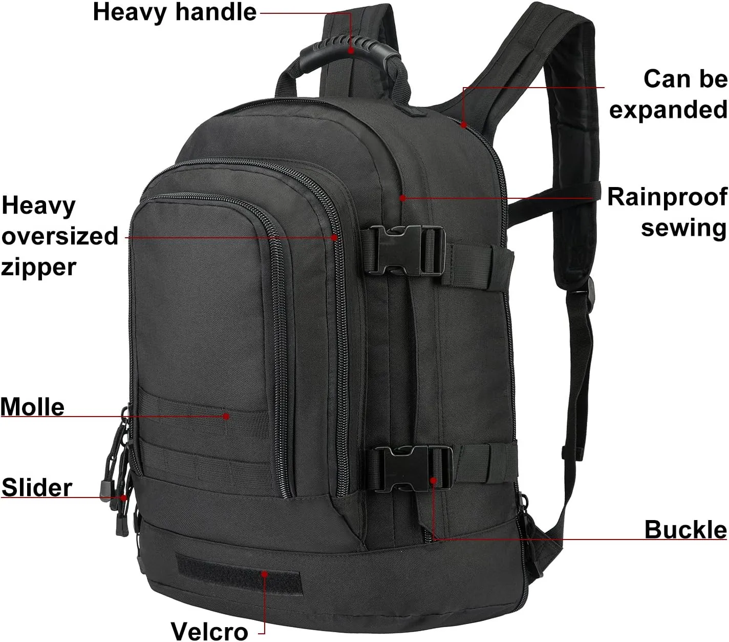 Large 3 Day Expandable 39L-64L Backpack Military Tactical Hiking Camping Daypack