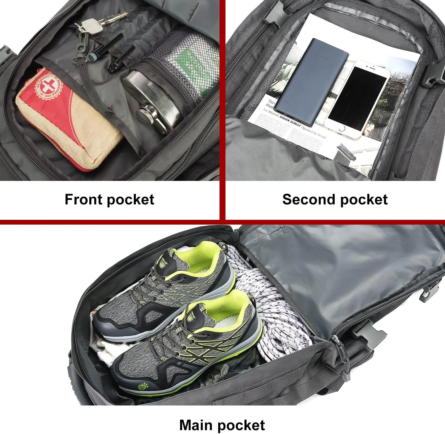 Large 3 Day Expandable 39L-64L Backpack Military Tactical Hiking Camping Daypack