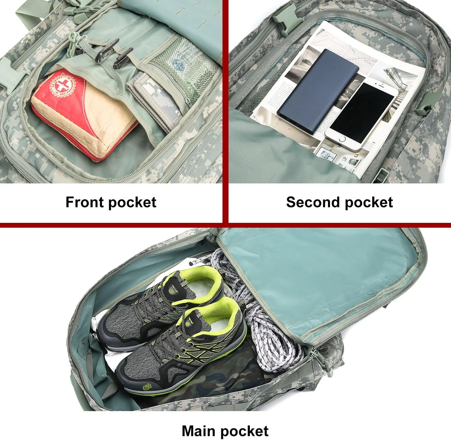 Large 3 Day Expandable 39L-64L Backpack Military Tactical Hiking Camping Daypack