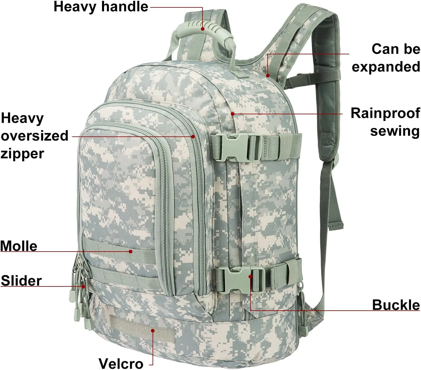 Large 3 Day Expandable 39L-64L Backpack Military Tactical Hiking Camping Daypack