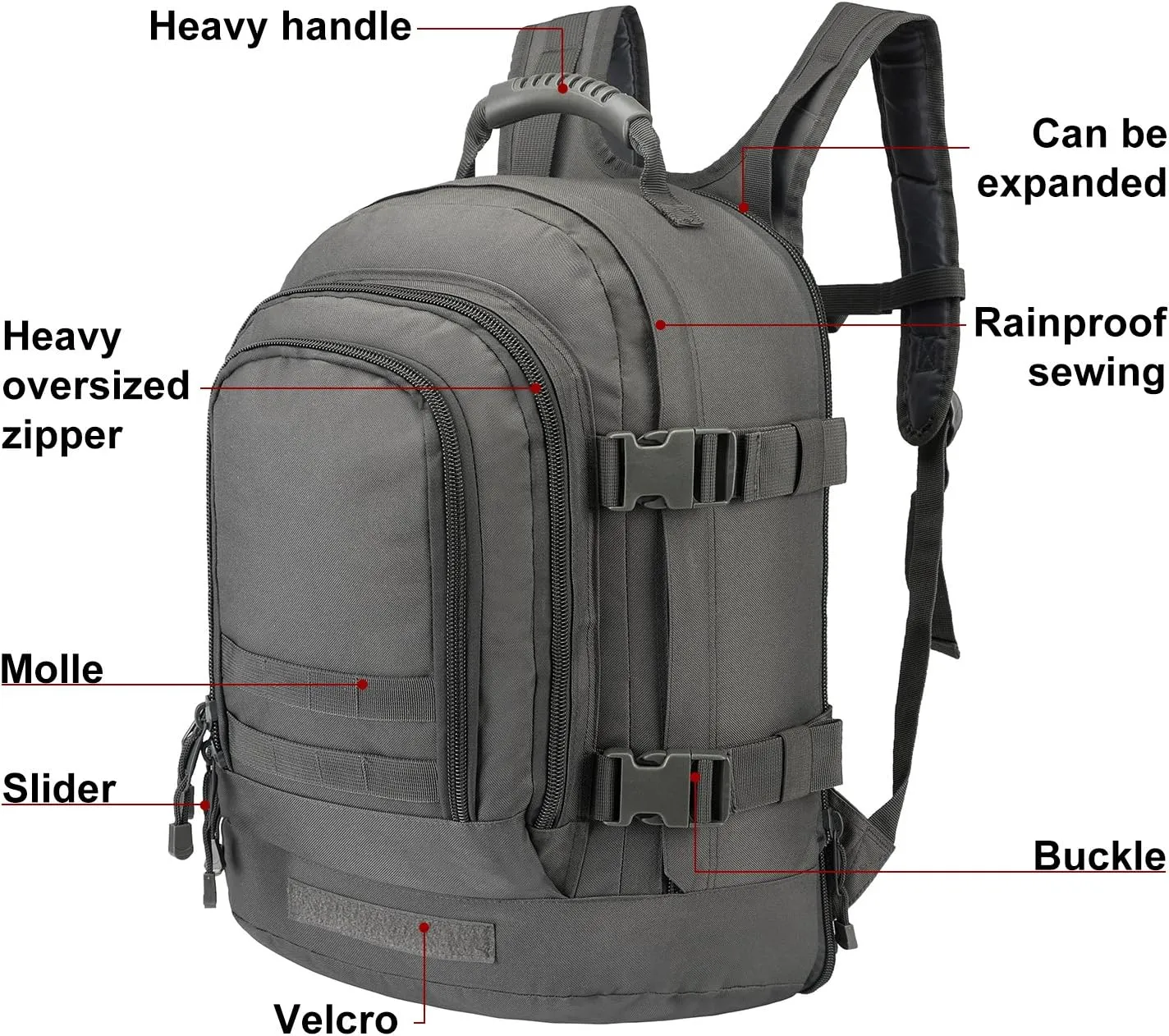 Large 3 Day Expandable 39L-64L Backpack Military Tactical Hiking Camping Daypack
