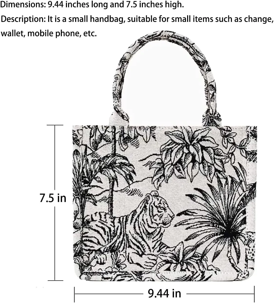 Large capacity handbag linen cotton flower embroidery retro exquisite doodle fashion shopping bag