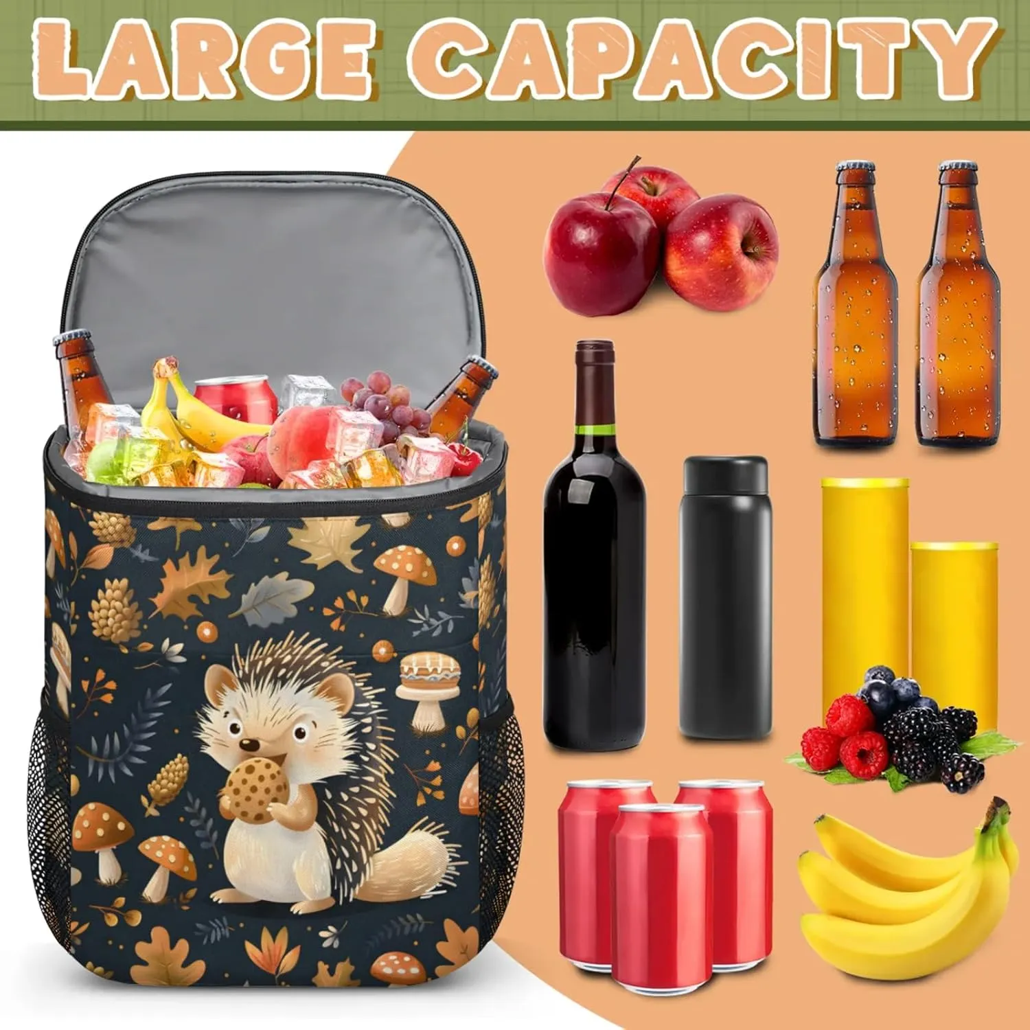 Large Insulated Cooler Backpack, Leak Proof Backpack 30 Cans, Cooler Bag for 12h Hot/Cold Retention