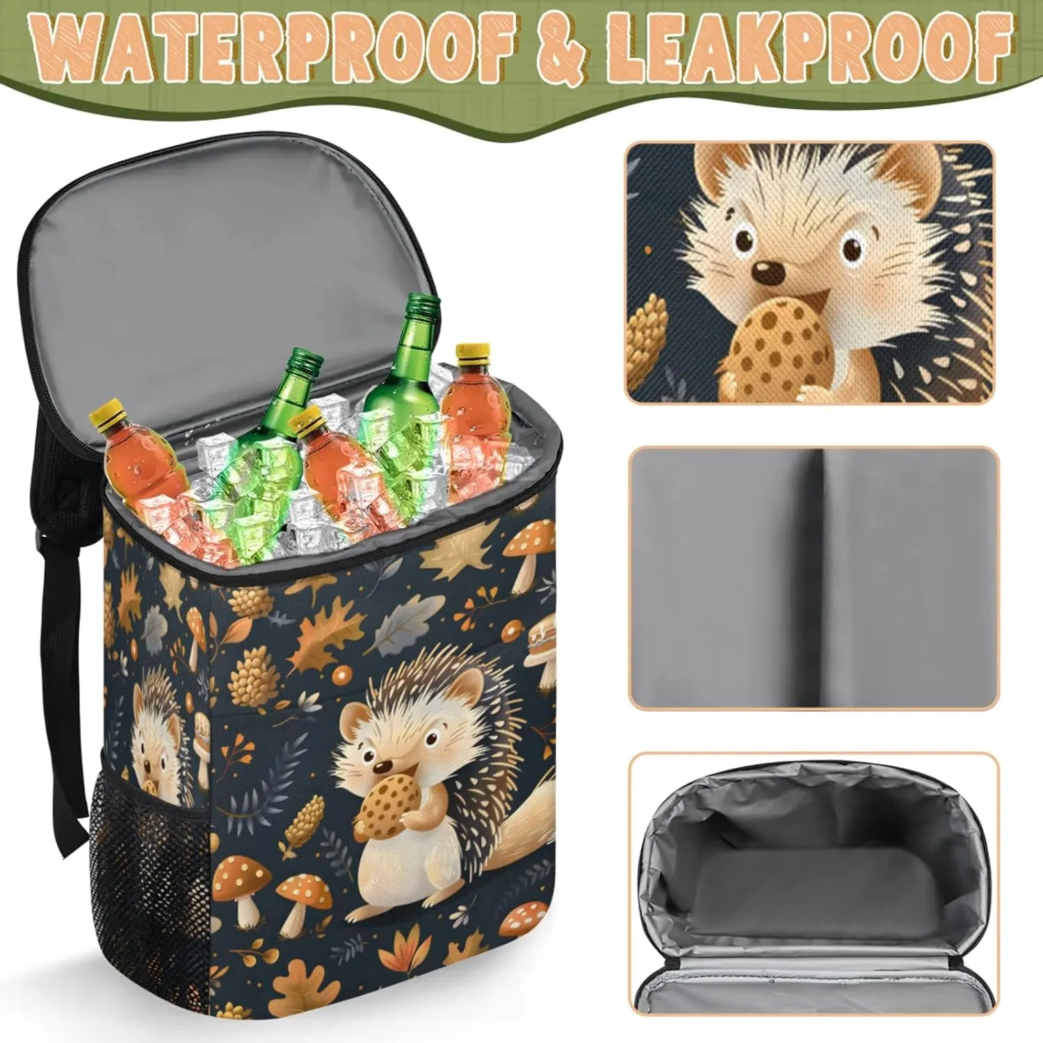 Large Insulated Cooler Backpack, Leak Proof Backpack 30 Cans, Cooler Bag for 12h Hot/Cold Retention