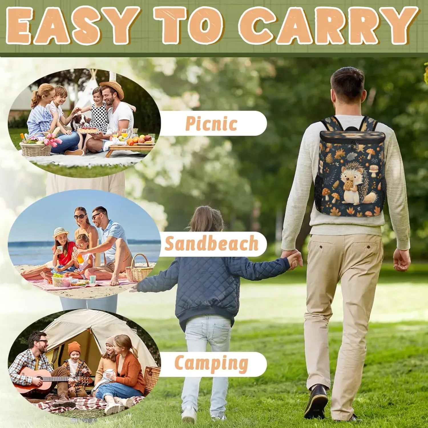 Large Insulated Cooler Backpack, Leak Proof Backpack 30 Cans, Cooler Bag for 12h Hot/Cold Retention