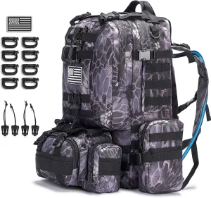 Large Military Tactical Backpack for Men, 40-50L Backpacks for Women, Bug out Bag Army 3 Days Assault Pack Bags Rucksack with Molle System Black Camouflage-2