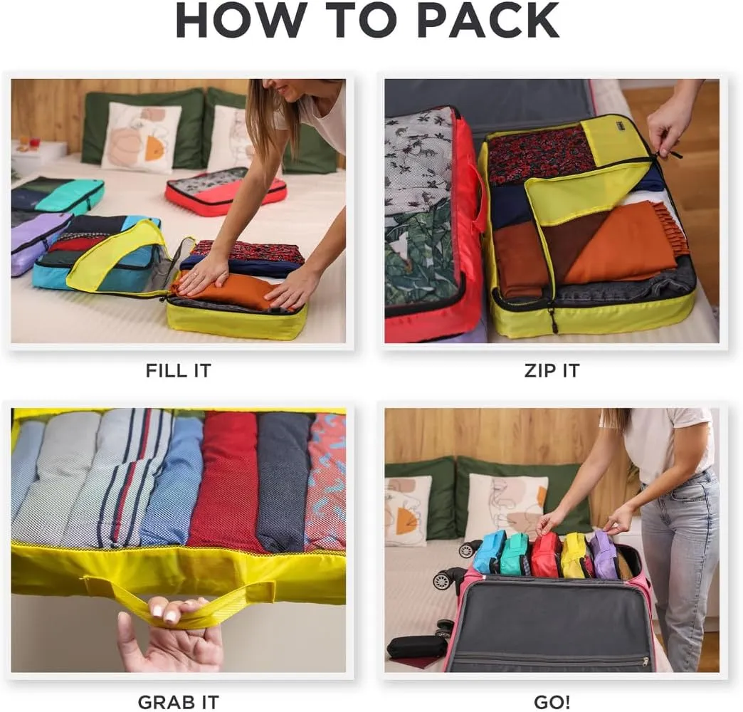 Large Packing Cubes for Suitcases - 5 Pcs set of Packing Cubes for Travel - Packing Cubes for Carry on Suitcase Organizer Bags - Travel Cubes Travel Organizer Bags for Luggage