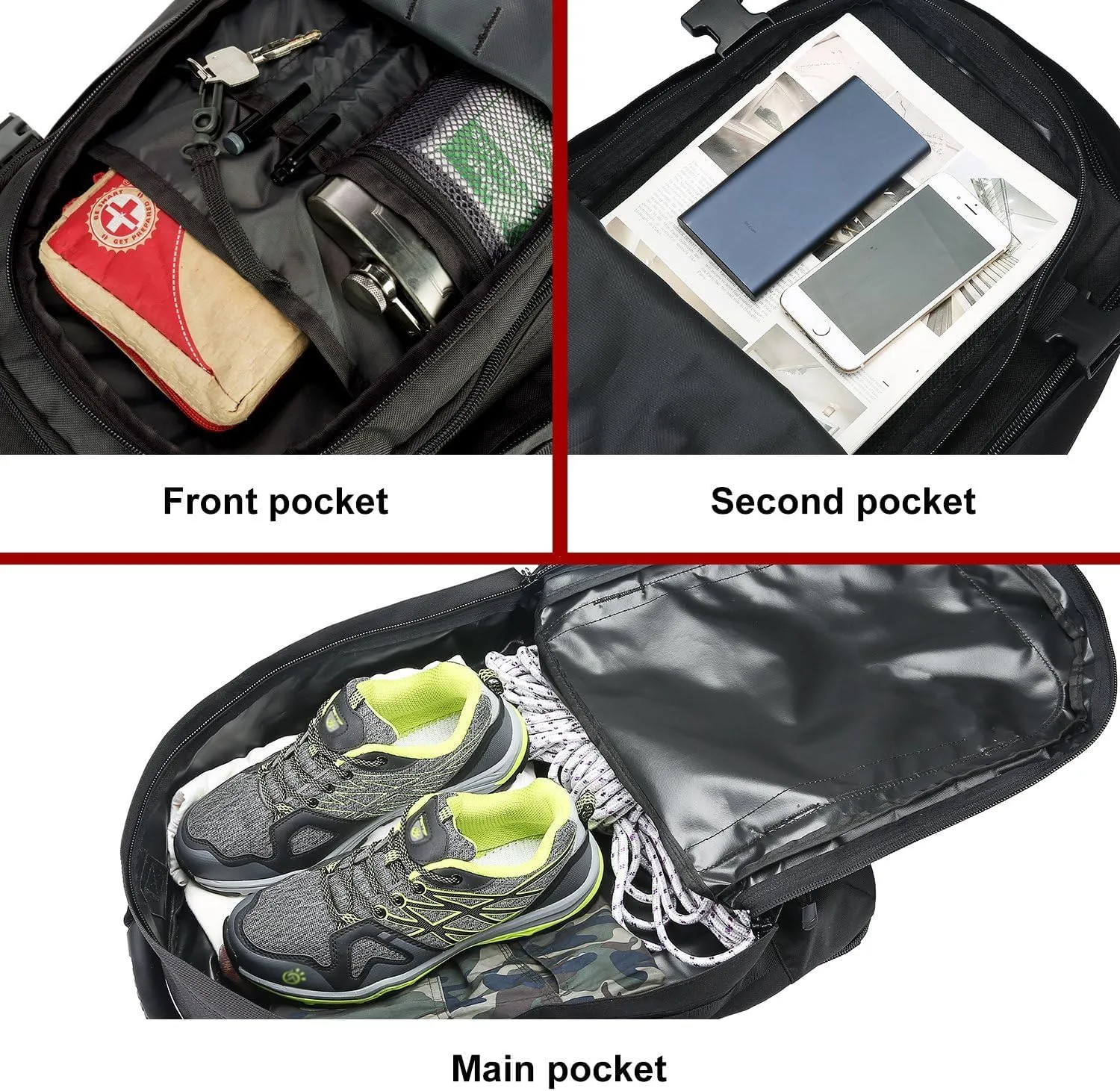 Large Tactical Expandable Backpack 39L-64L Military Bug Out Bag With Waist Strap
