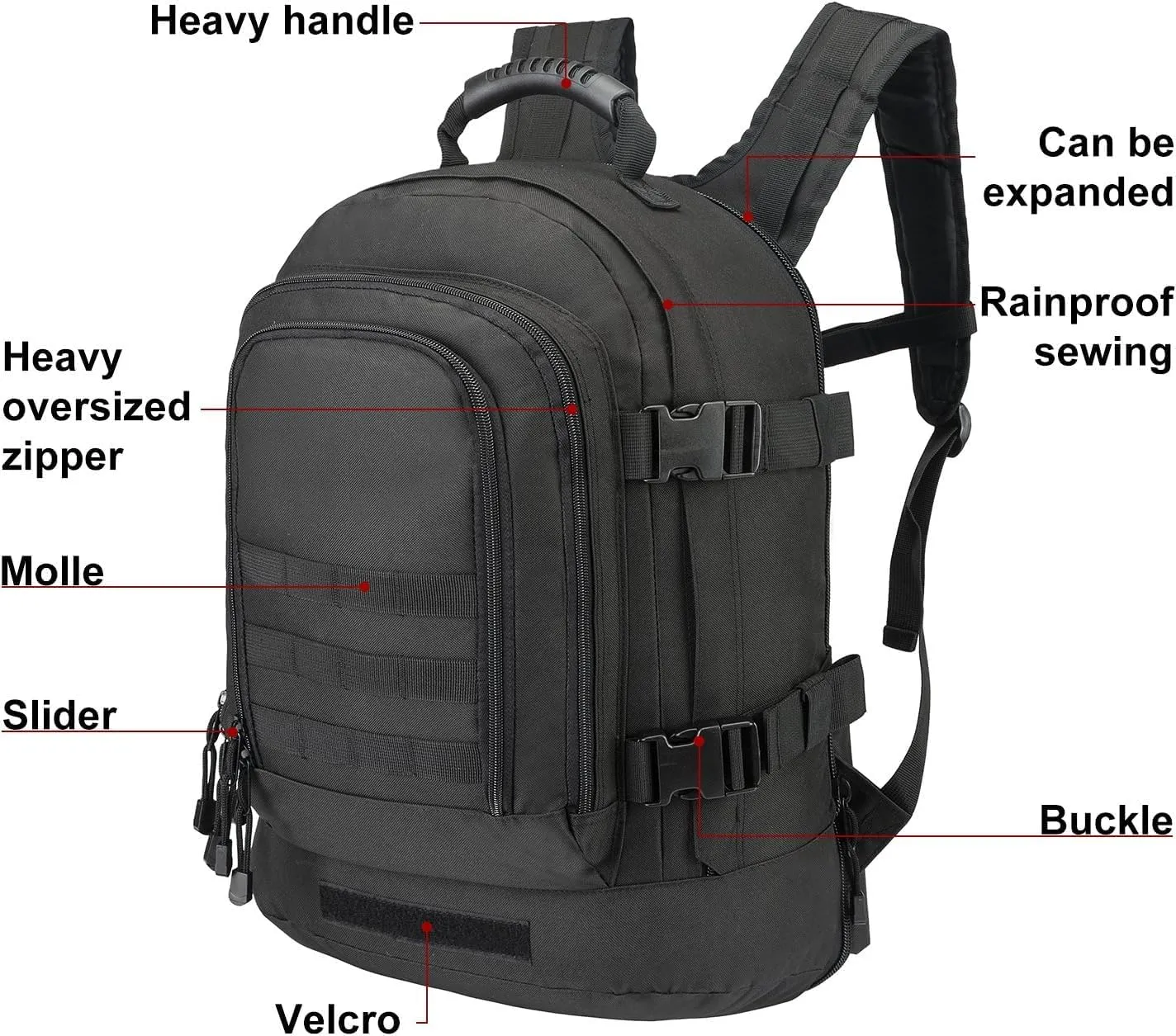 Large Tactical Expandable Backpack 39L-64L Military Bug Out Bag With Waist Strap